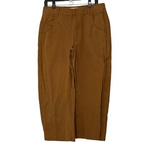 Roucha Paya Modern Canvas High Waisted Tapered Cropped Pants - C / 12